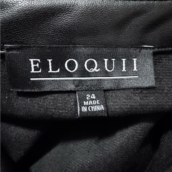 Eloquii Black Faux Vegan Leather Button Down Belted Shacket Size 24 - Picture 9 of 12